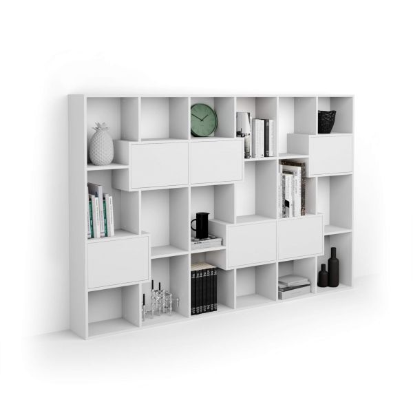 Iacopo M Bookcase with panel doors (63.3 x 93.1 in), Ashwood White detail image 1