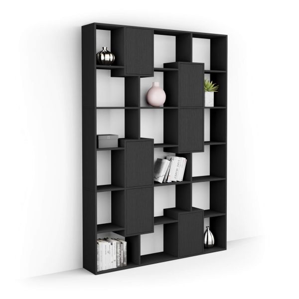 Iacopo M Bookcase with panel doors (63.3 x 93.1 in), Ashwood Black detail image 1