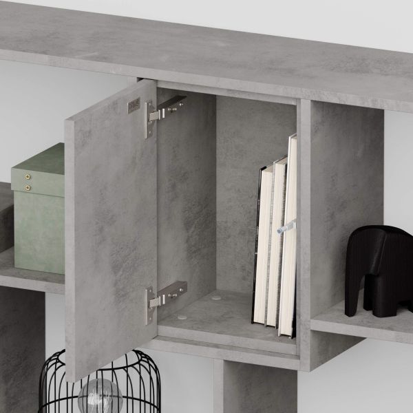 Iacopo XXL Bookcase XXL with panel doors (189.9 x 93.1 in), Concrete Effect, Grey detail image 1