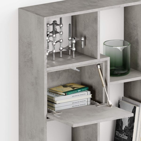 Iacopo L Bookcase with panel doors (63.3 x 123.9 in), Concrete Effect, Grey detail image 2