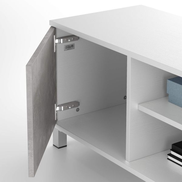 Rachele TV Stand, Ashwood White and Concrete Grey detail image 1