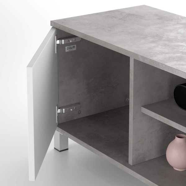 Rachele TV Stand, Concrete Effect, Grey and Ashwood White detail image 1