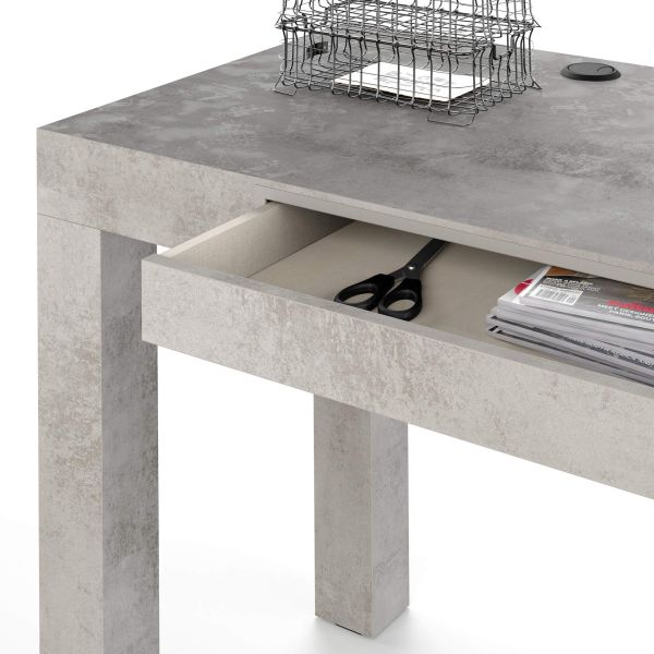 First desk with drawer, Concrete Effect, Grey detail image 1