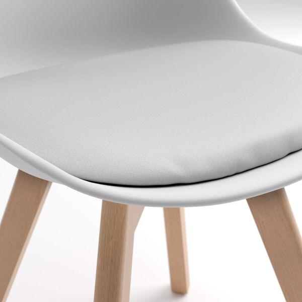 Greta Scandinavian Style Chairs, Set of 4, White detail image 1
