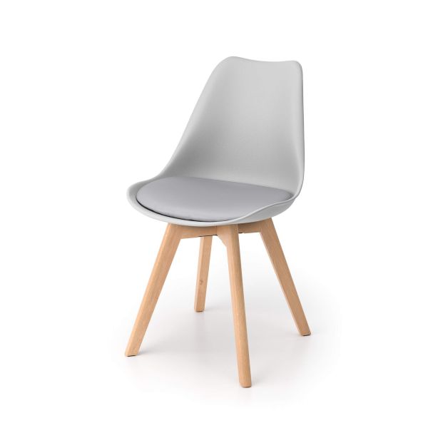 Greta Scandinavian Style Chairs, Set of 4, Grey detail image 1