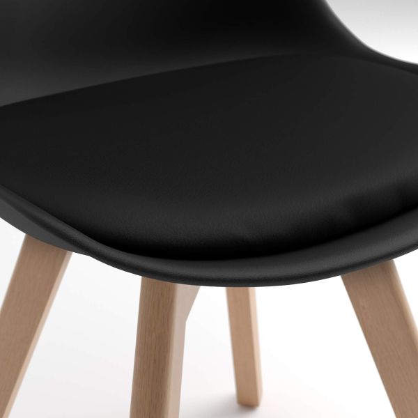Greta Scandinavian Style Chairs, Set of 4, Black detail image 1