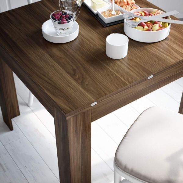 Square extendable dining table, Eldorado, 35,4(70,9)x35,4 in, White Ash set image 1