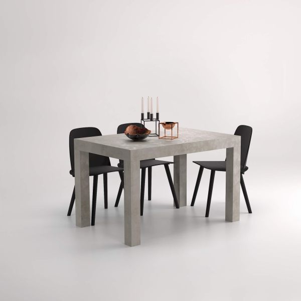 First Extendable Table, 47,2(77,6)x31,5 in, Concrete Effect, Grey detail image 1