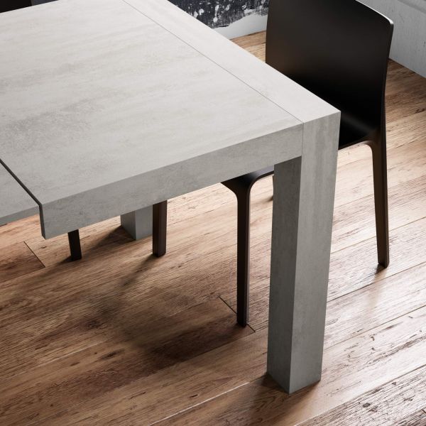 Iacopo Extendable Dining Table, 55,1(86,6)x35,4 in, Concrete Effect, Grey set image 1